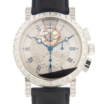 Marine Tourbillon Hand Wind Diamond Silver Dial Men's Watch