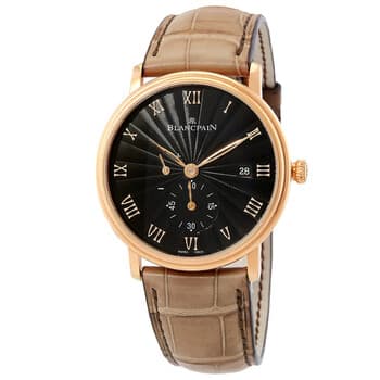 Villeret Stamped Flinque Black Dial Automatic 18 Carat Rose Gold
