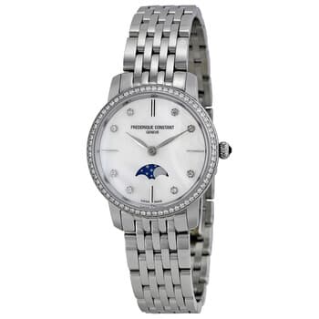 Slimline Moonphase Mother of Pearl Diamond Dial Ladies Watch