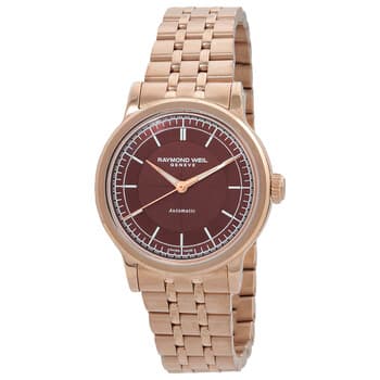Millesime Automatic Burgundy Dial Ladies Watch