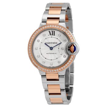 Cartier Ballon Bleu Automatic Diamond Silver Dial Ladies Watch