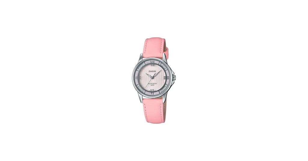 Enticer Women Pink Leather Band Crystal Accented