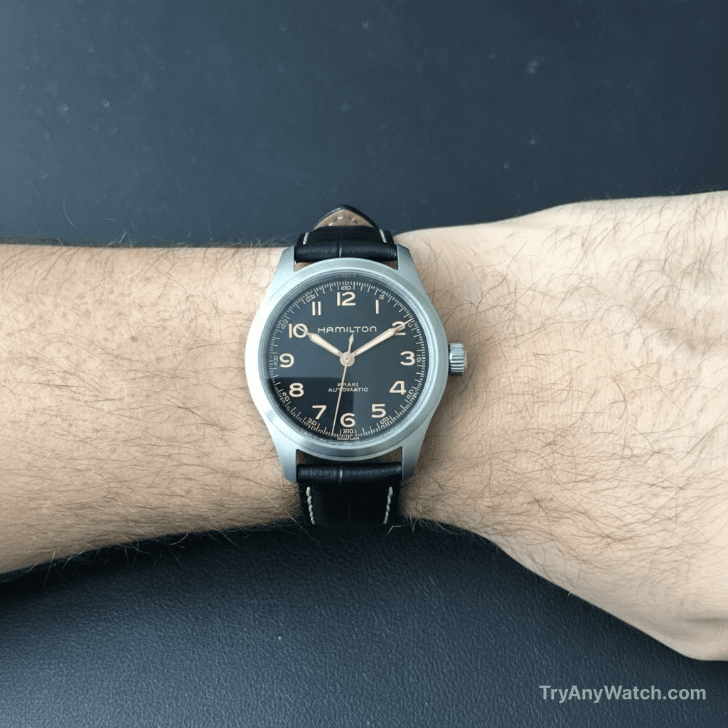 Hamilton Khaki Field Murph Auto 38mm on 7" wrist