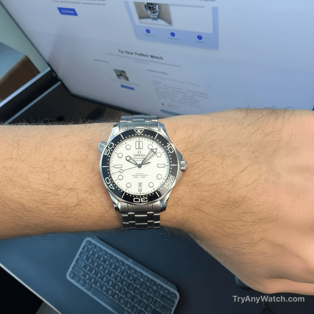 Omega Seamaster Diver 300M on 7" wrist