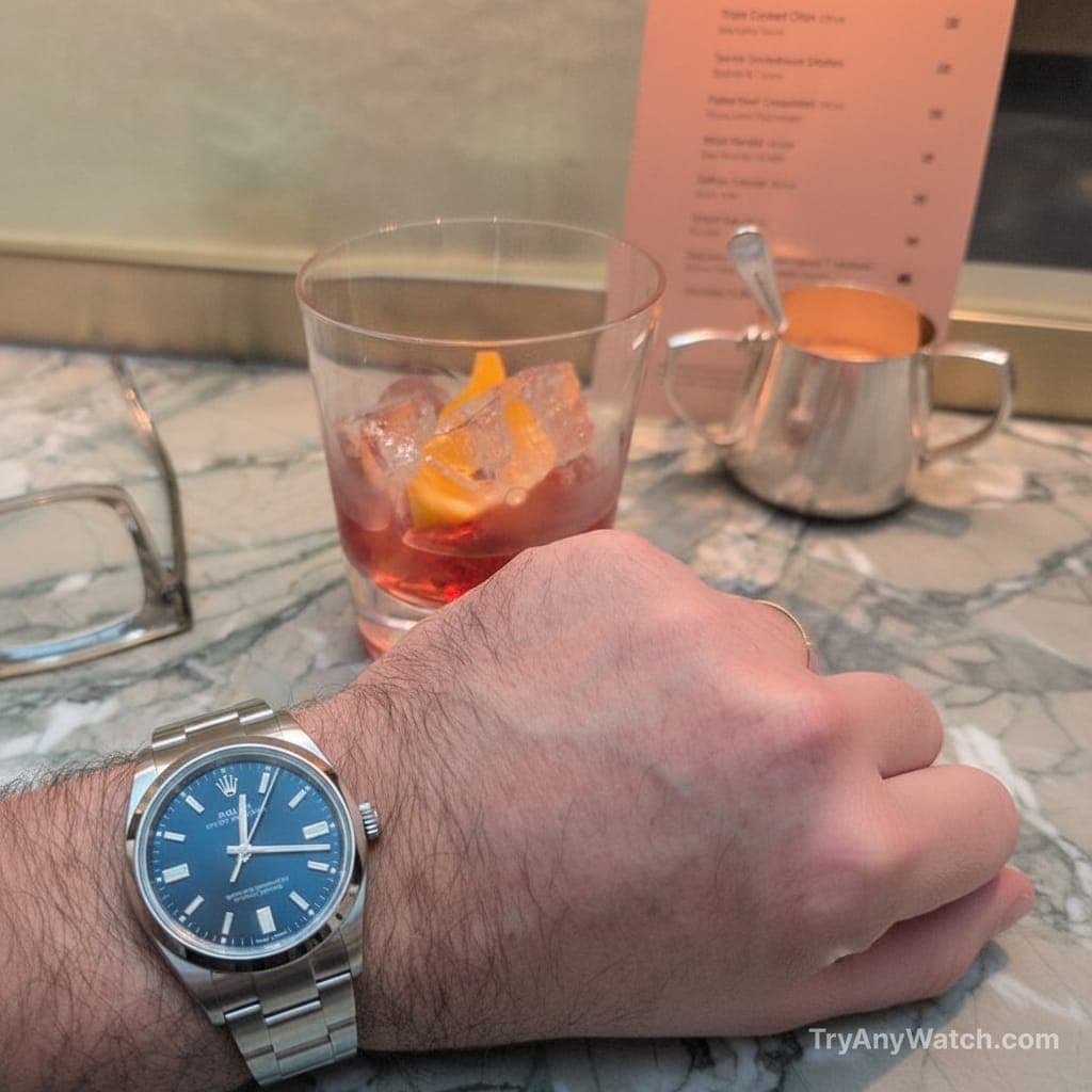 Rolex Oyster Perpetual ( 36mm ) on a 7.5 Inch Wrist.