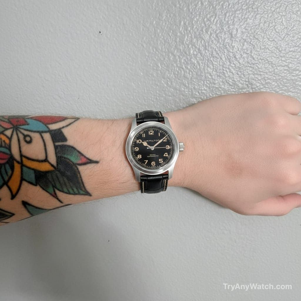 Hamilton Khaki Field Murph Auto try-on.