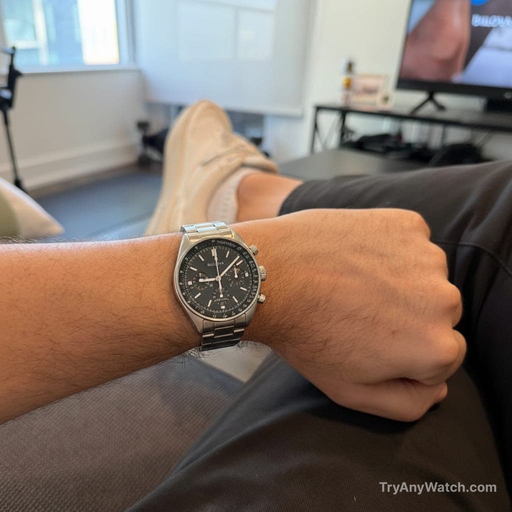 Bulova Lunar Pilot on a 7 Inch Wrist.