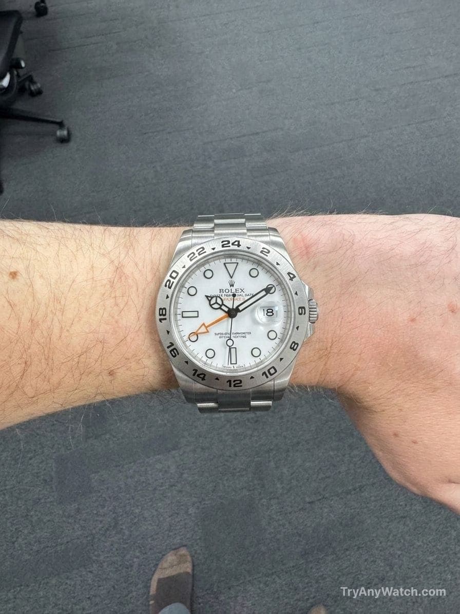 Rolex Explorer II try-on.