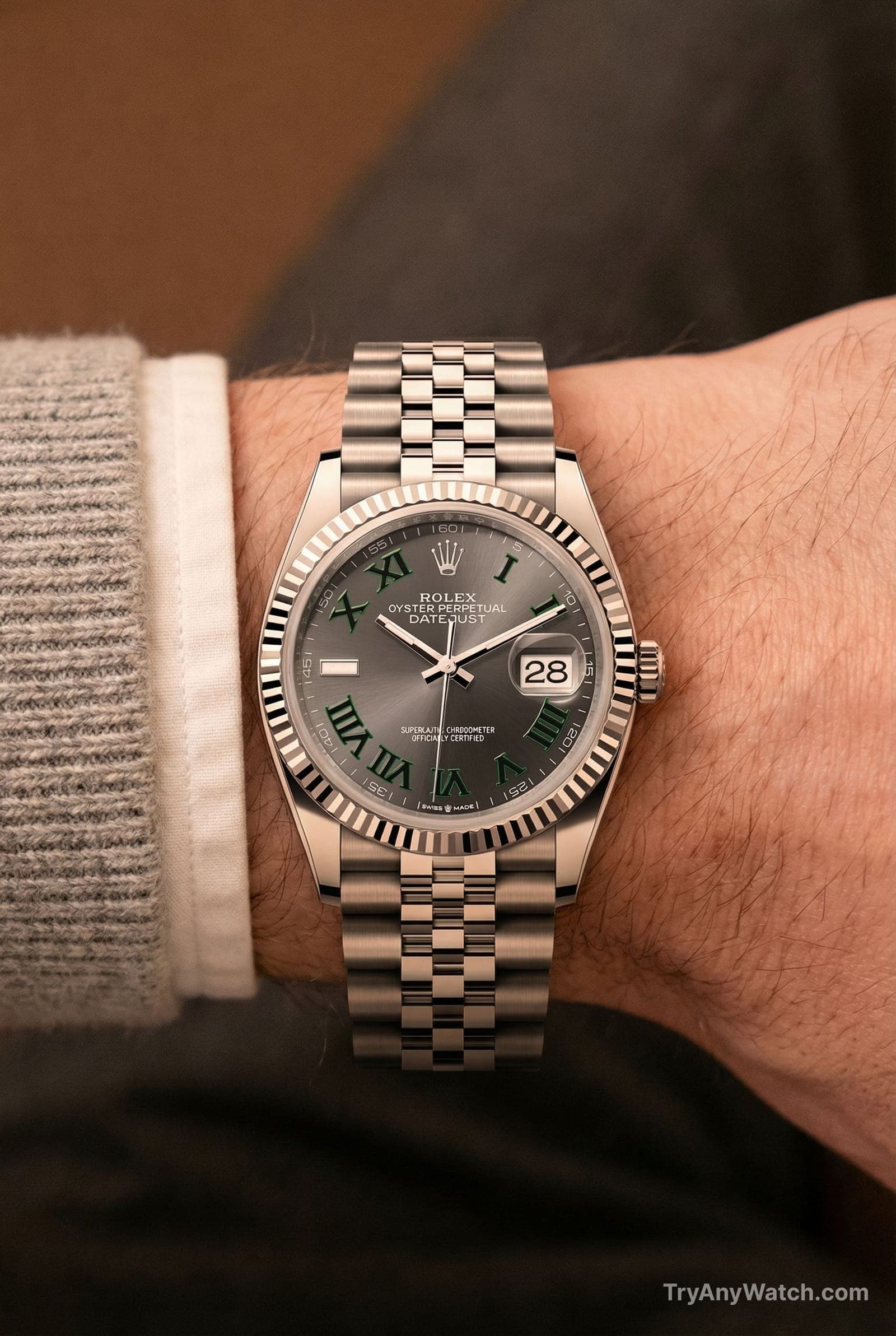Rolex Datejust 36 try-on.