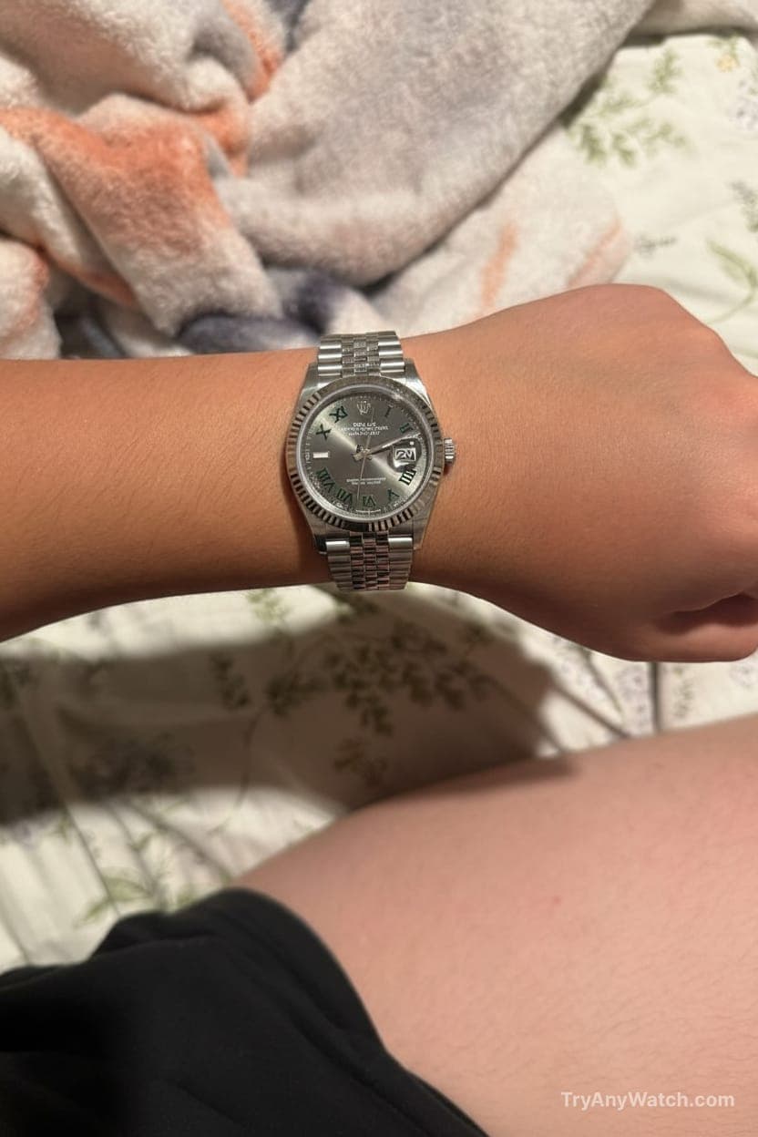 Rolex Datejust try-on.