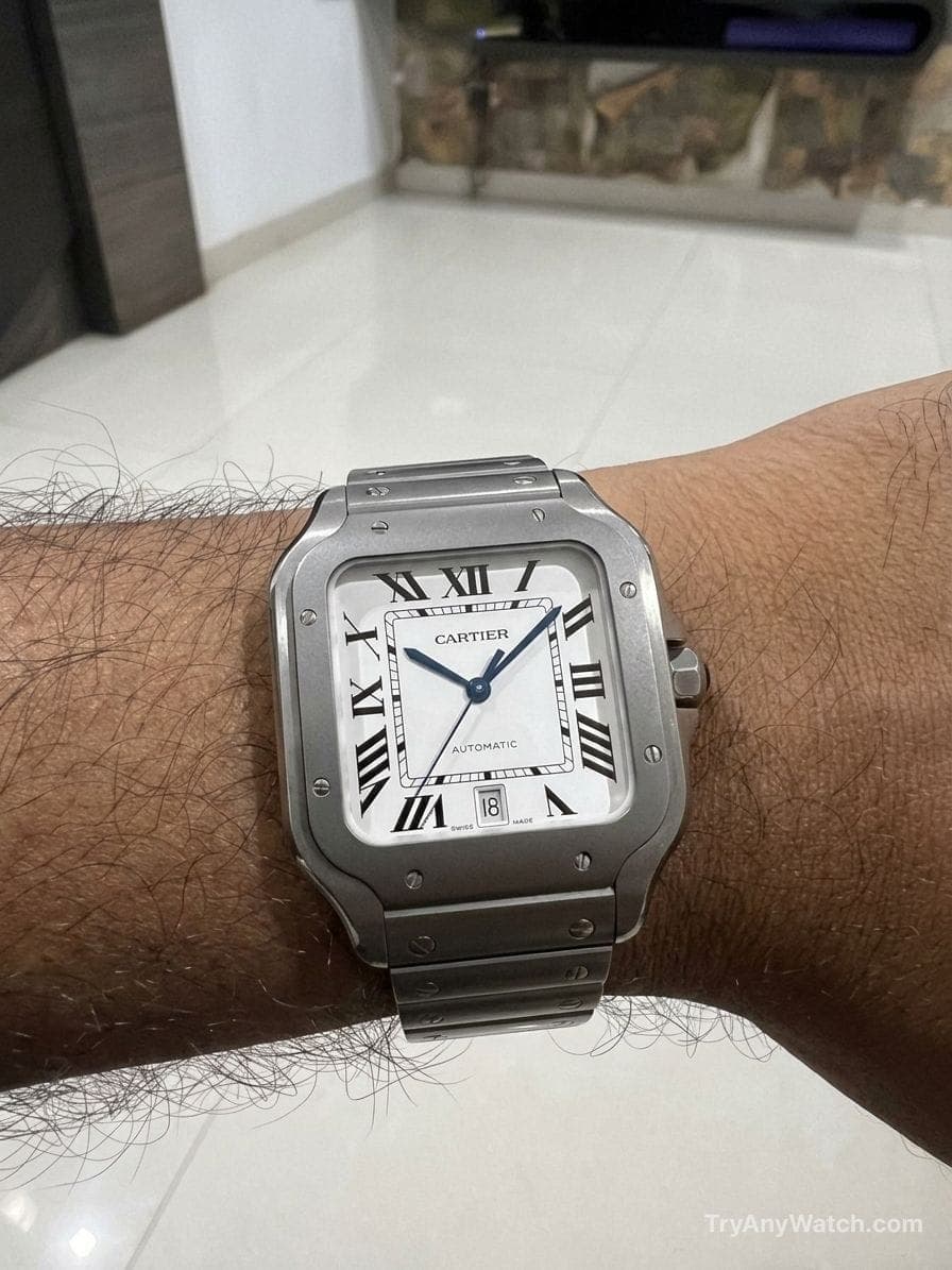 Cartier Santos de Cartier Titanium ( 39.8mm ) on a 6.5 Inch Wrist.