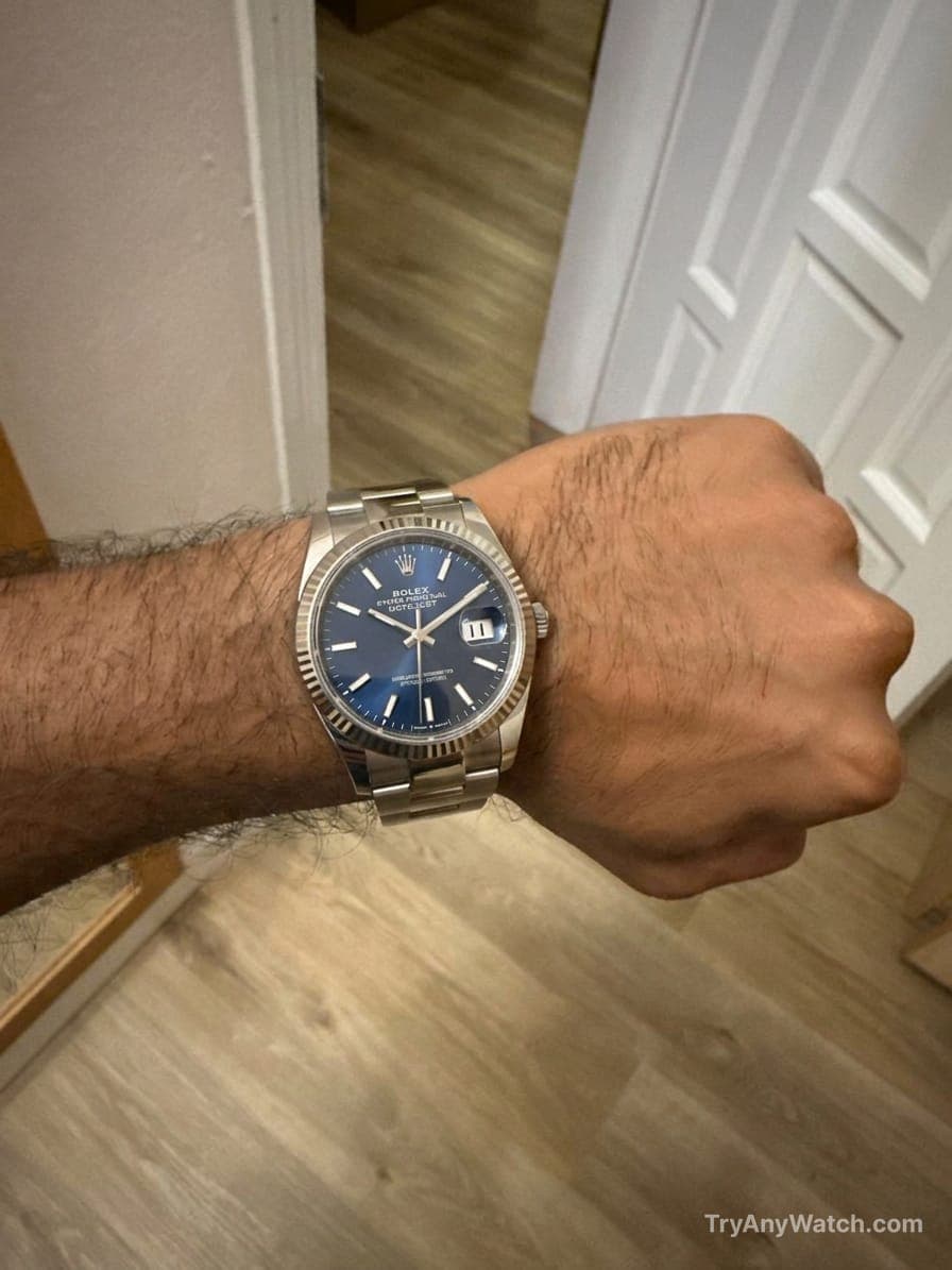 Rolex Datejust on a 155 Inch Wrist.