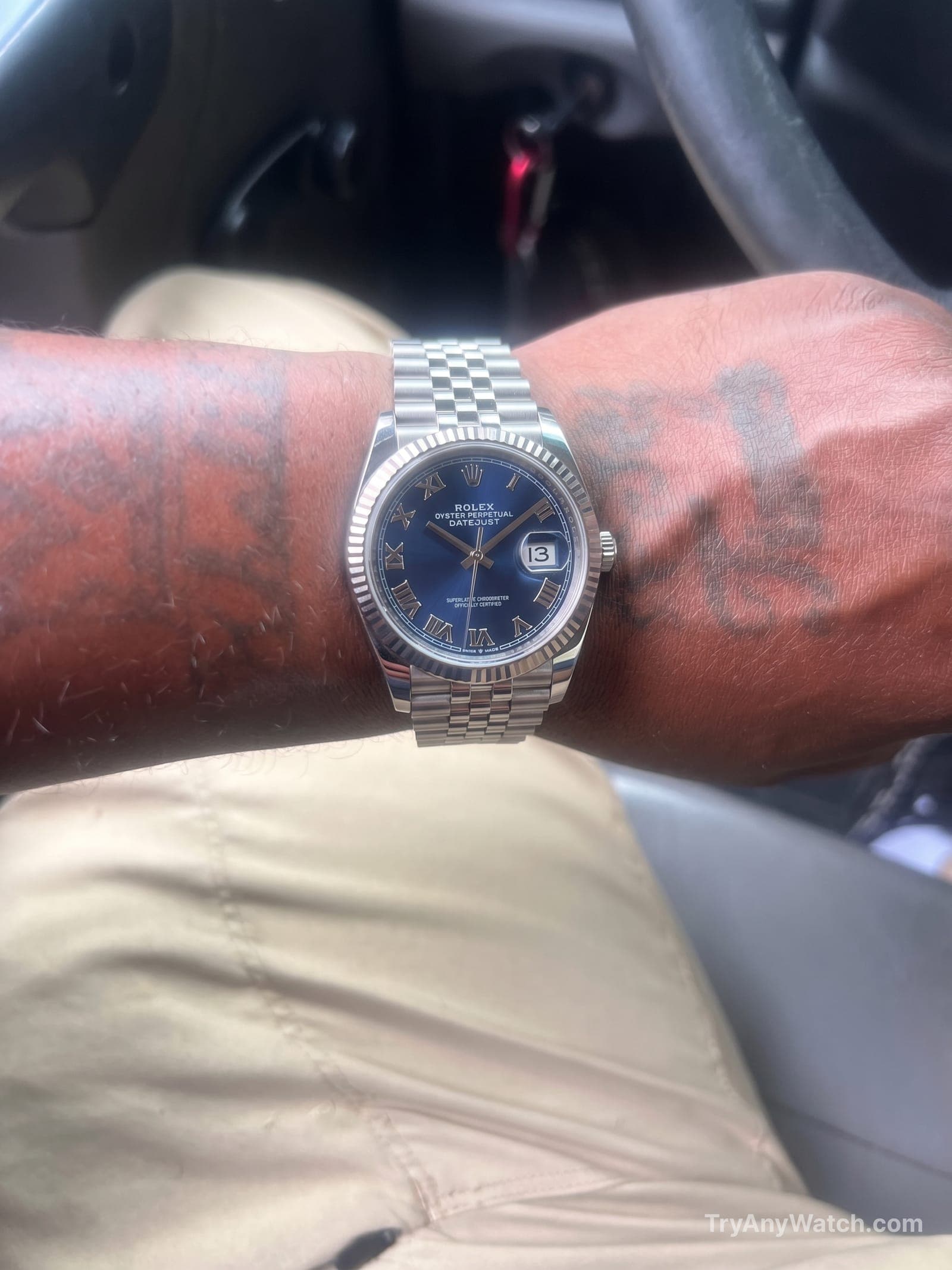 Rolex Datejust on a 36 Inch Wrist.