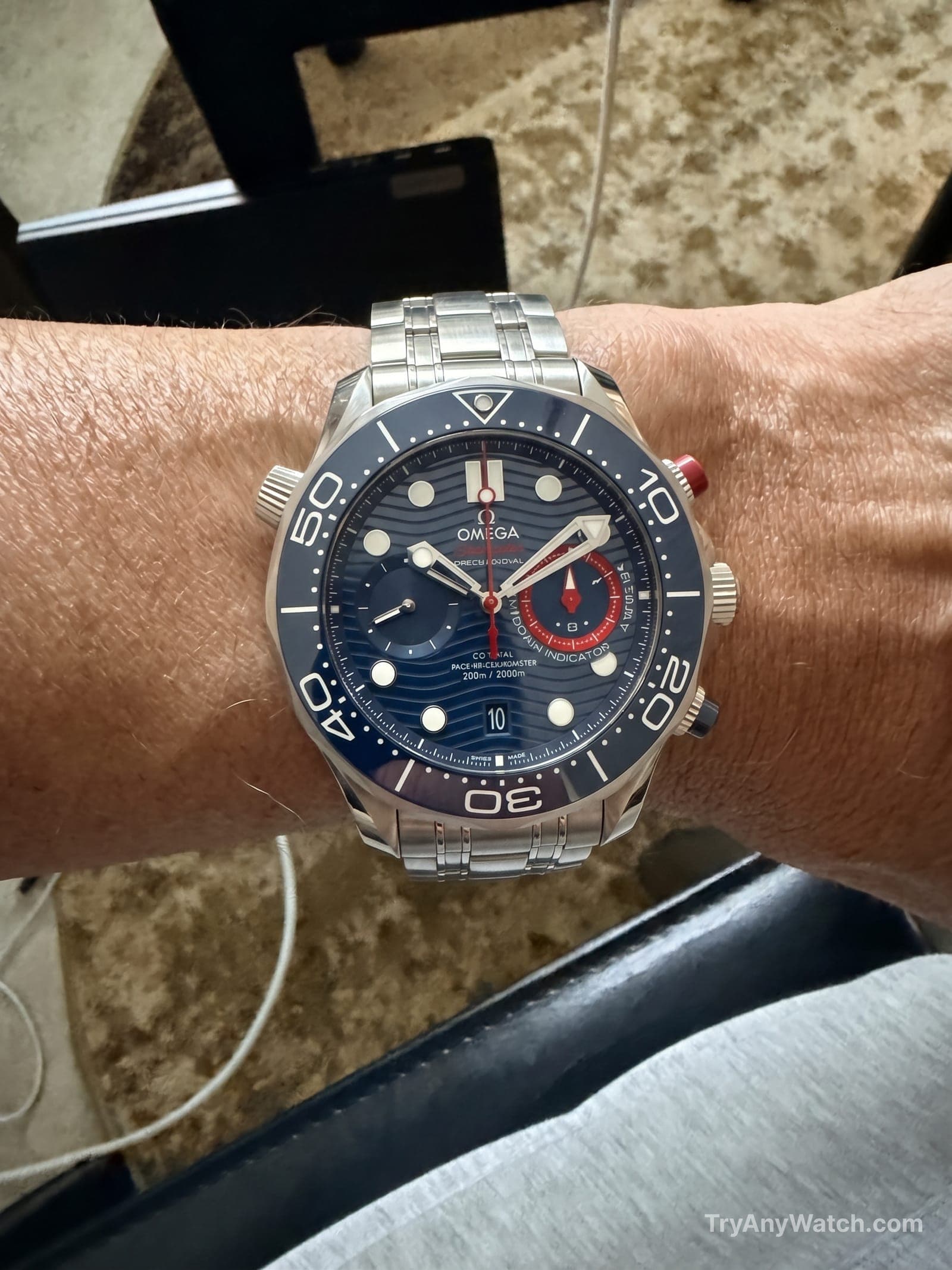 OMEGA Seamaster Diver 300M America's Cup try-on.