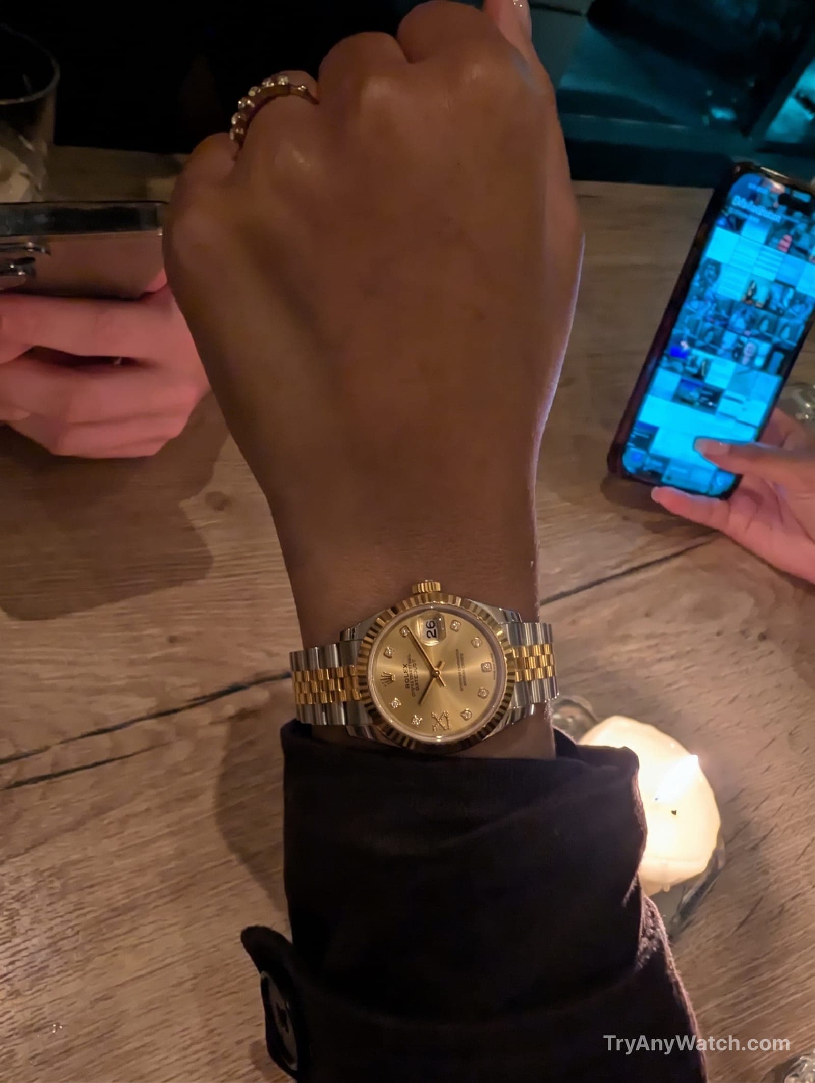 Rolex Lady Datejust try-on.